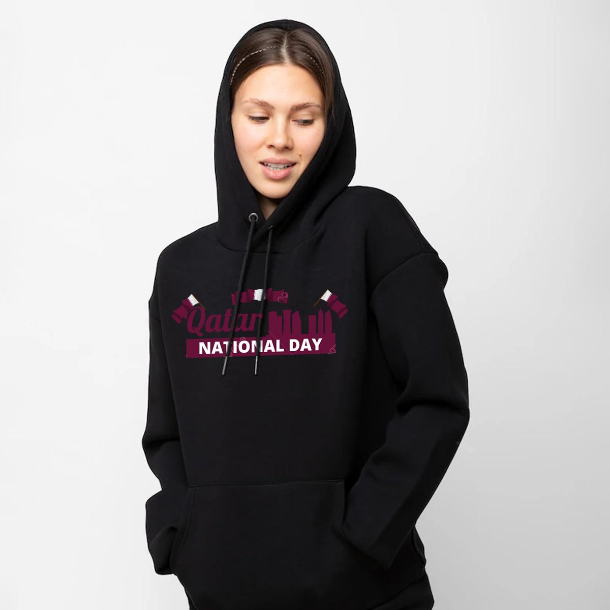 Qatar National Day Premium Black Hoodies