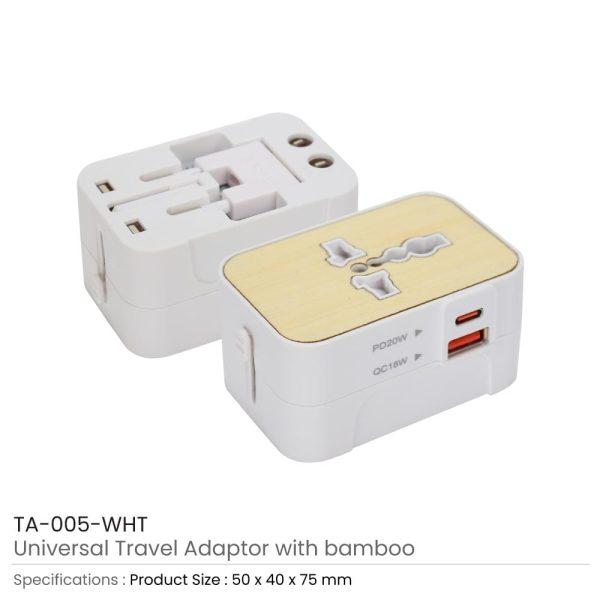 Promotional Travel Adaptor white