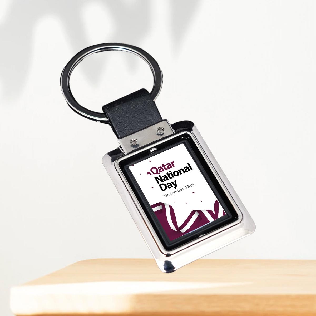 Qatar National Day Premium Rectangle Keyring