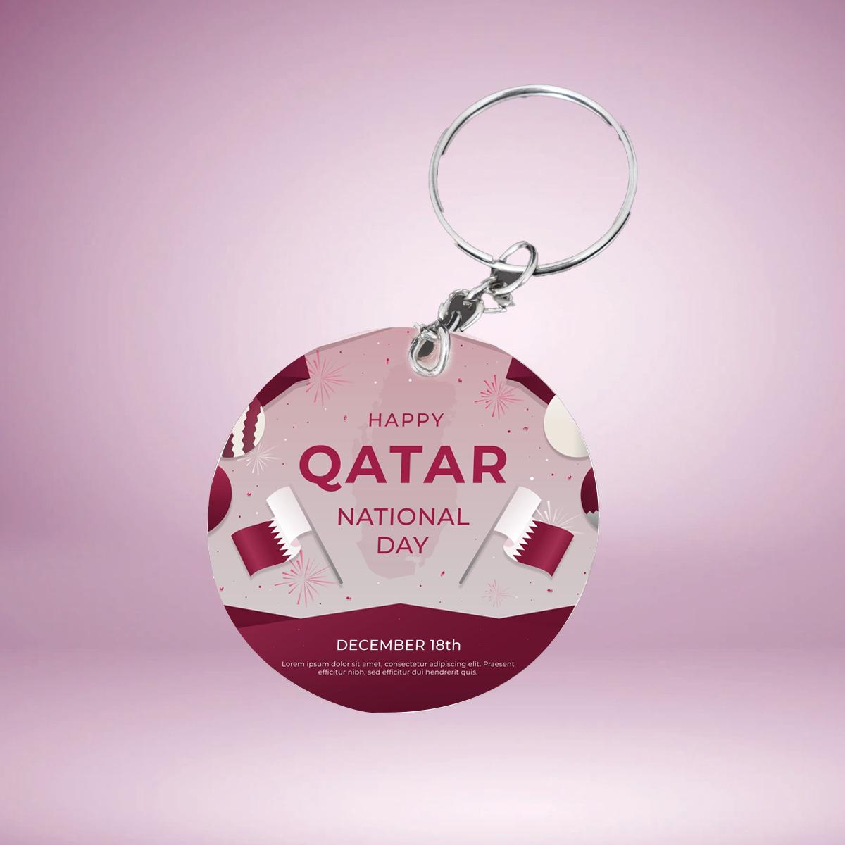 Qatar National Day Custom Round Keyring