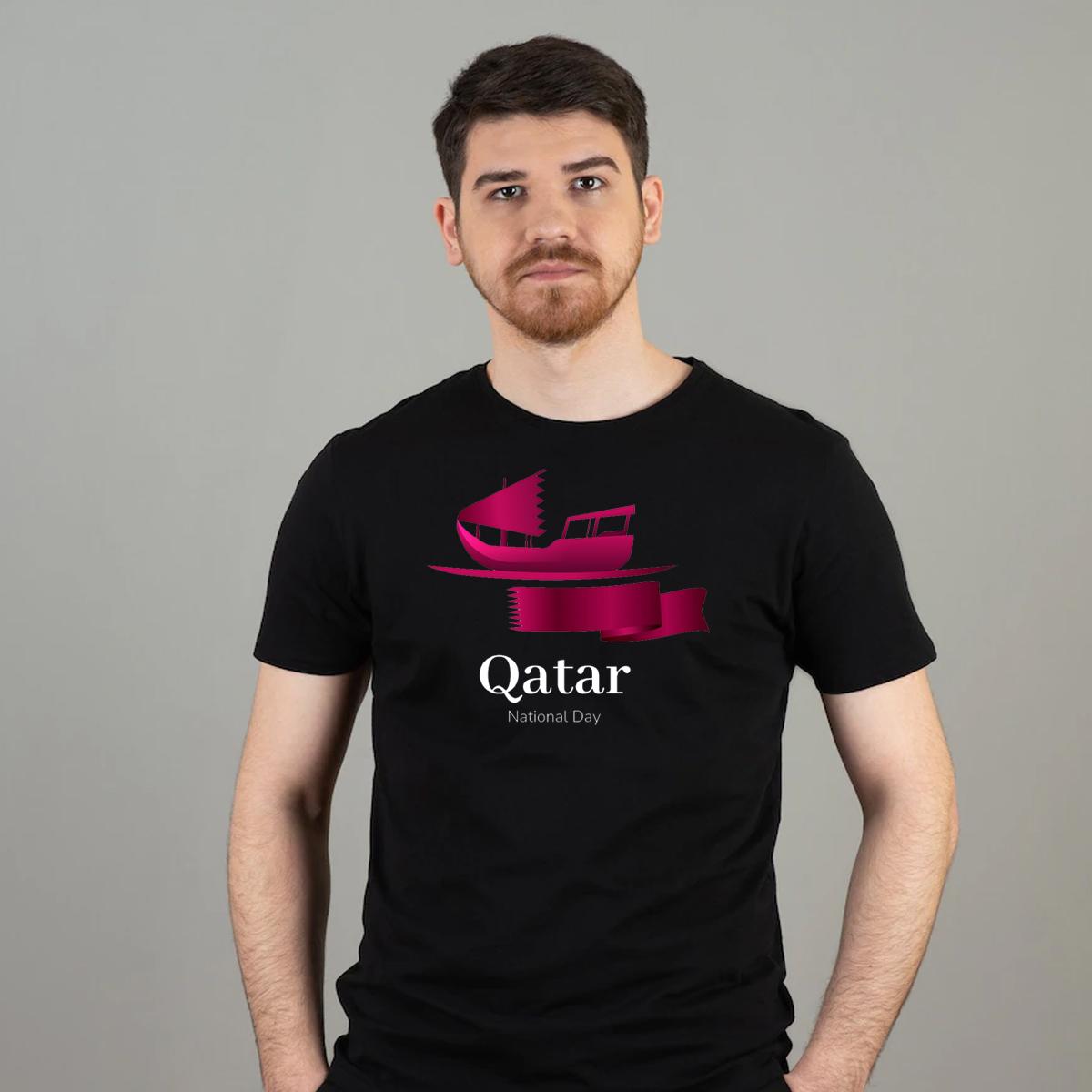 Qatar National Day Personalized Black Men’s T-Shirt